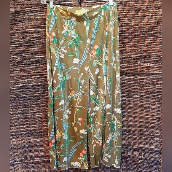 Anthropologie Maeve MP 8/10 Shiloh Elastic Waist Wide Leg Pants Olive Green Flaw - Picture 1 of 7